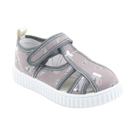 Sapatos infantis American Club cinza com Velcro TEN 27/19 branco 1