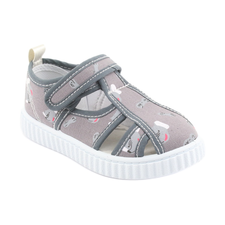 Sapatos infantis American Club cinza com Velcro TEN 27/19 branco 1