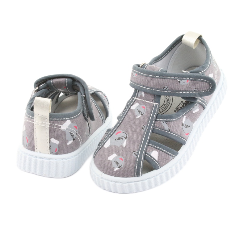 Sapatos infantis American Club cinza com Velcro TEN 27/19 branco 3