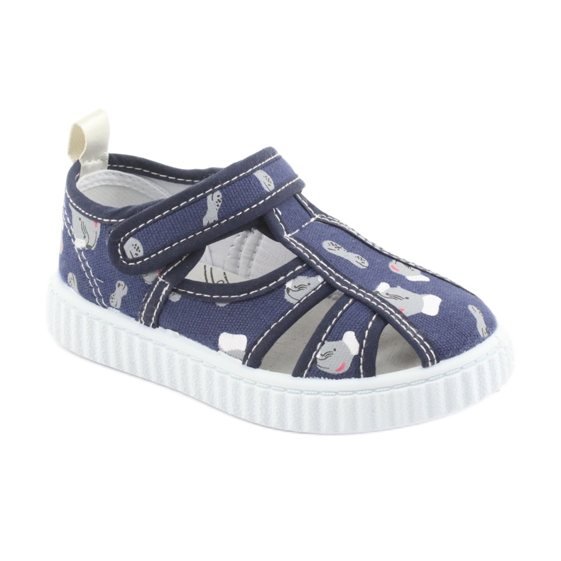 Calçado infantil American Club azul marinho com Velcro TEN 27/19 branco cinza 1