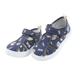 Calçado infantil American Club azul marinho com Velcro TEN 27/19 branco azul-marinho cinza 3
