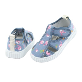 Calçado infantil American Club com velcro azul TEN 32/19 branco rosa 4