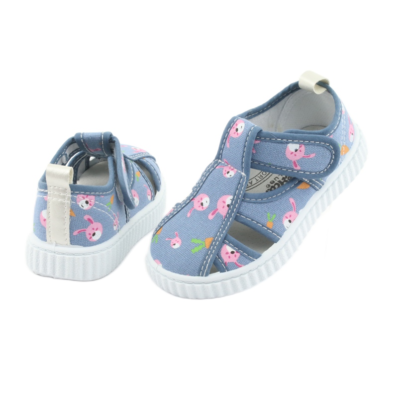 Calçado infantil American Club com velcro azul TEN 32/19 branco rosa 4