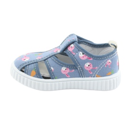 Calçado infantil American Club com velcro azul TEN 32/19 branco rosa 2