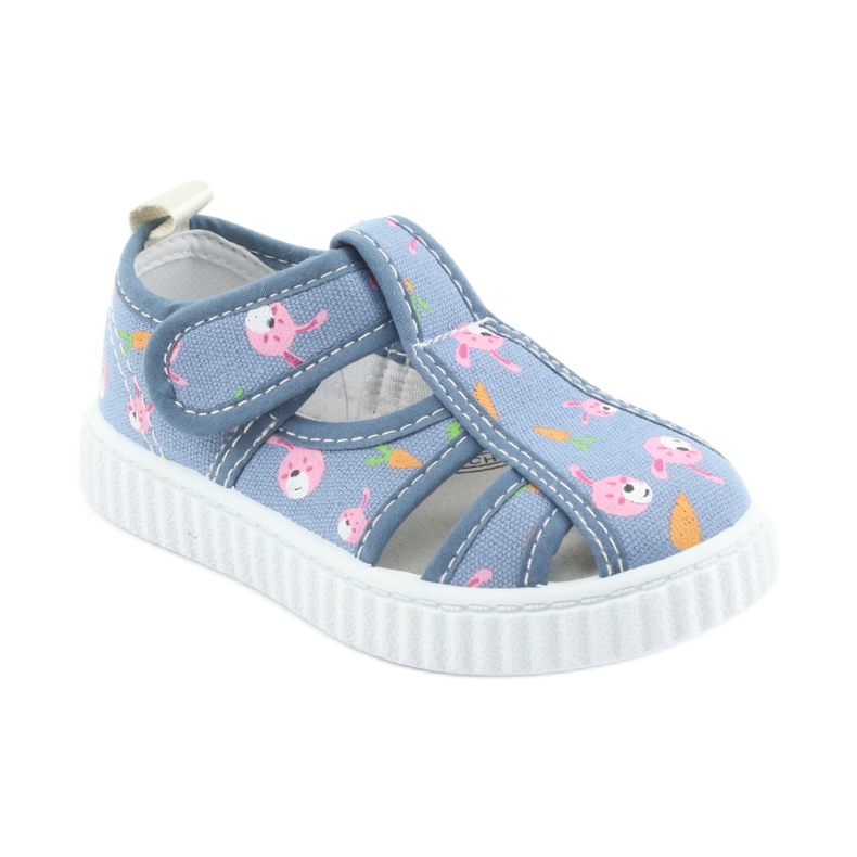 Calçado infantil American Club com velcro azul TEN 32/19 branco rosa 1