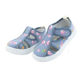 Calçado infantil American Club com velcro azul TEN 32/19 branco rosa 3