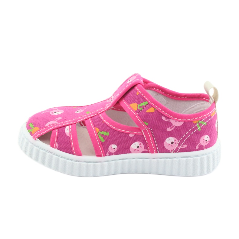 Calçado infantil American Club com velcro rosa TEN 32/19 branco 2