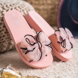 Best Shoes Chinelos de espuma com laço rosa 2