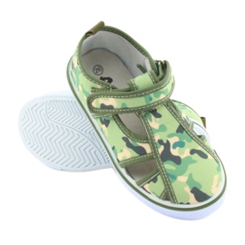 Calçado infantil American Club com velcro verde camuflado TEN 27/19 castanho cinza 3
