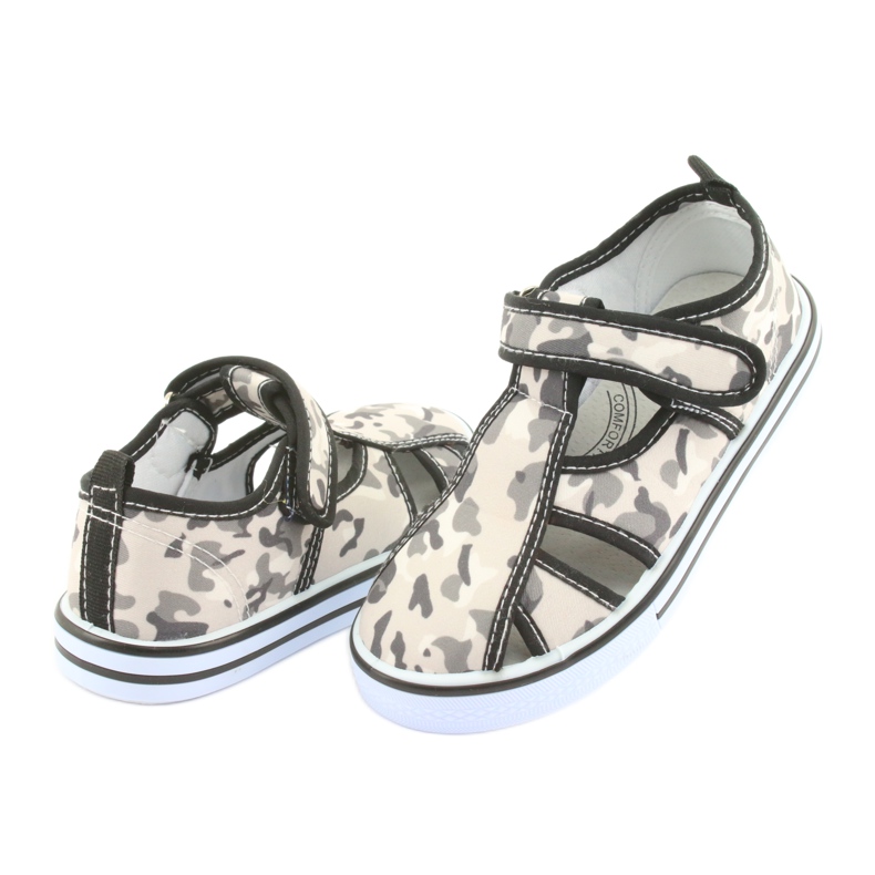 Calçados infantis American Club com palmilha de couro velcro branco castanho preto cinza 4