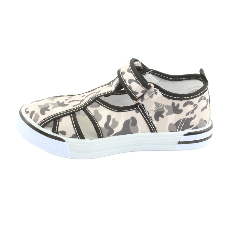 Calçados infantis American Club com palmilha de couro velcro branco marrom preto cinza 2