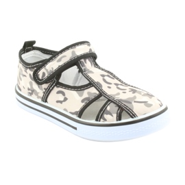 Calçados infantis American Club com palmilha de couro velcro branco castanho preto cinza 1