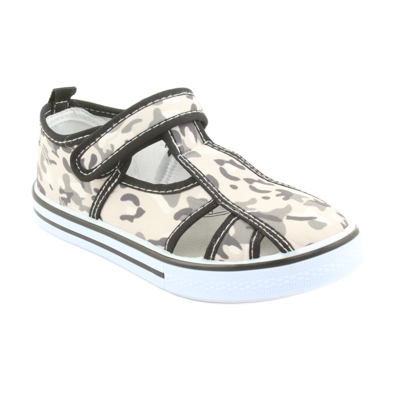 Calçados infantis American Club com palmilha de couro velcro branco marrom preto cinza 1