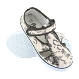 Calçados infantis American Club com palmilha de couro velcro branco marrom preto cinza 3