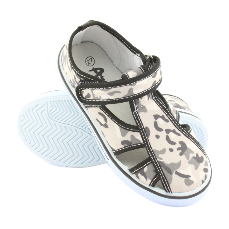 Calçados infantis American Club com palmilha de couro velcro branco marrom preto cinza 3