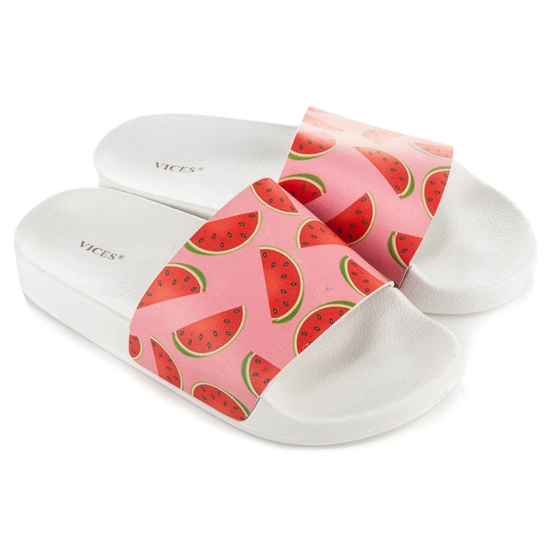 Vices Chinelos de melancia branco vermelho rosa 1