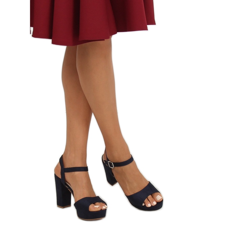 Sandálias na plataforma YL96095 Navy azul marinho 2