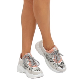 Tênis esportivos Snake Skin cinza BL170P rosa 2
