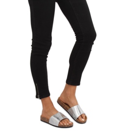 Chinelos femininos prata prata PK44491 prata cinza 2