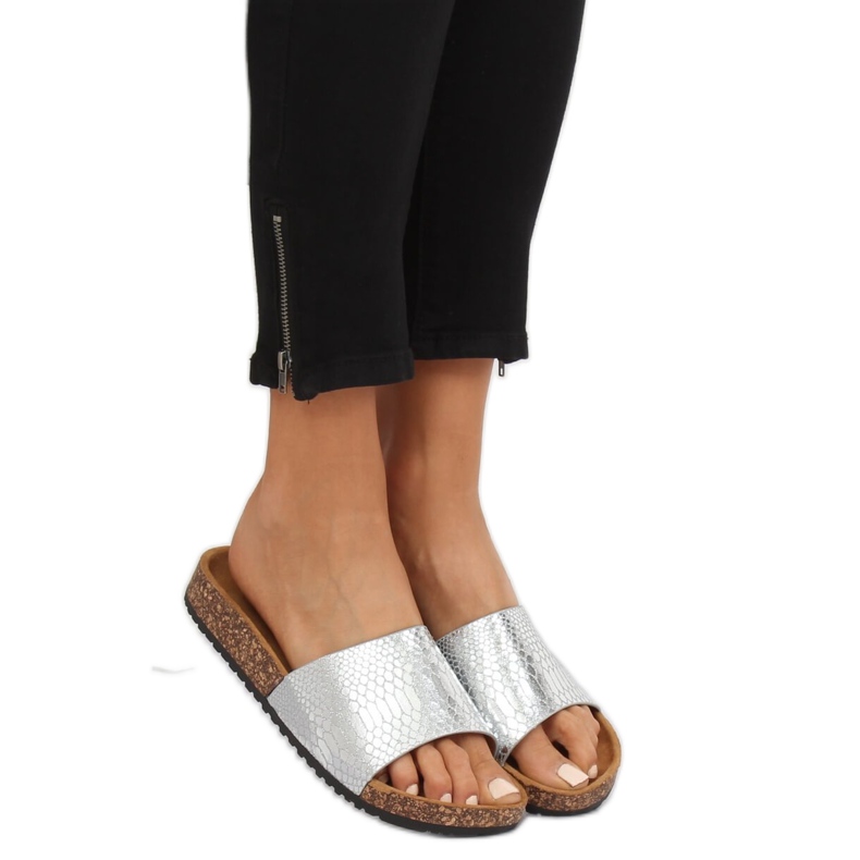 Chinelos femininos prata prata PK44491 prata cinza 1