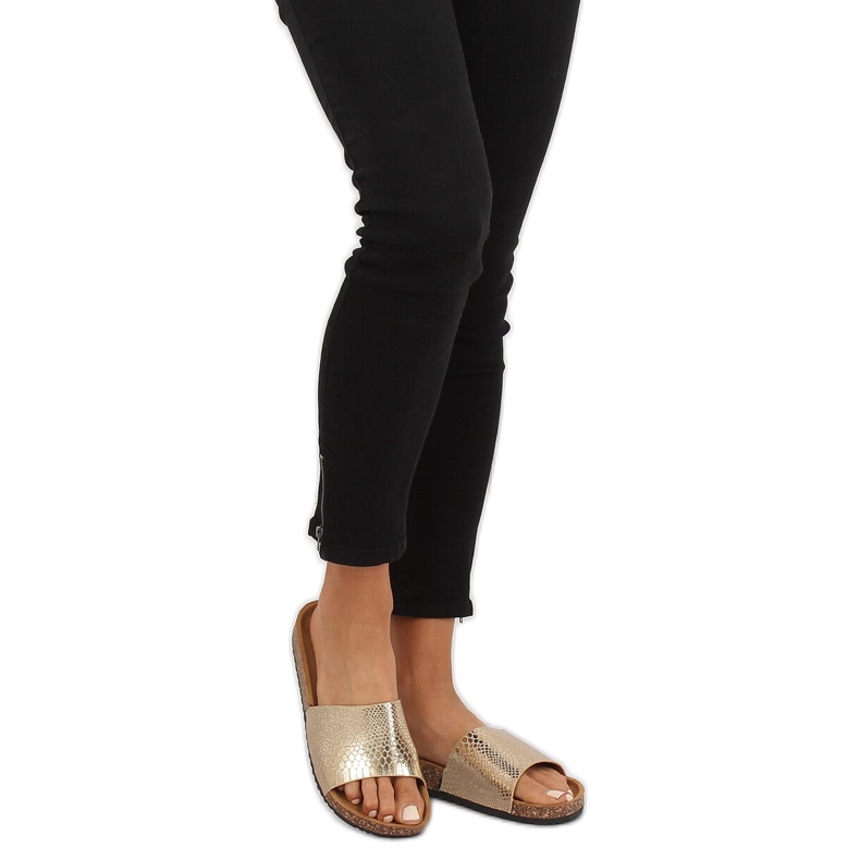 Chinelos dourados femininos PK44491 ouro 1