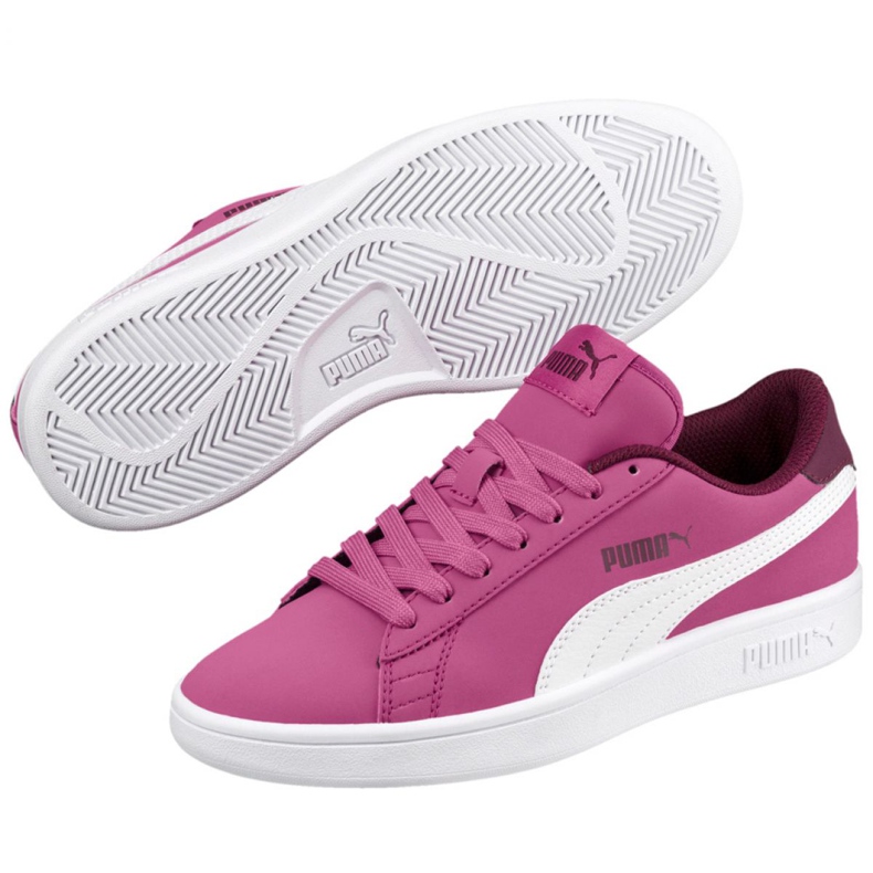Puma Smash v2 Buck Jr 365182 06 branco rosa 1