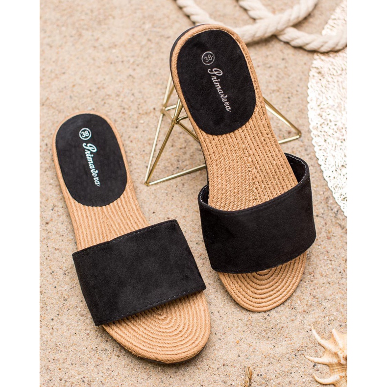 Primavera Chinelos de camurça preto 2