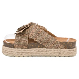 Vices Chinelos têxteis na plataforma castanho 1