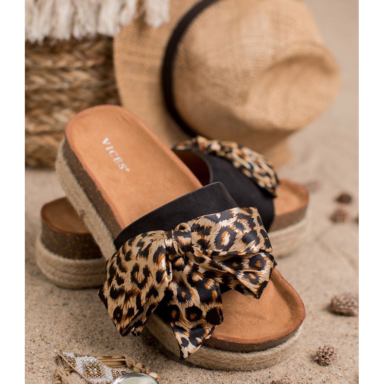 Vices Chinelos elegantes com estampa de animais preto 2