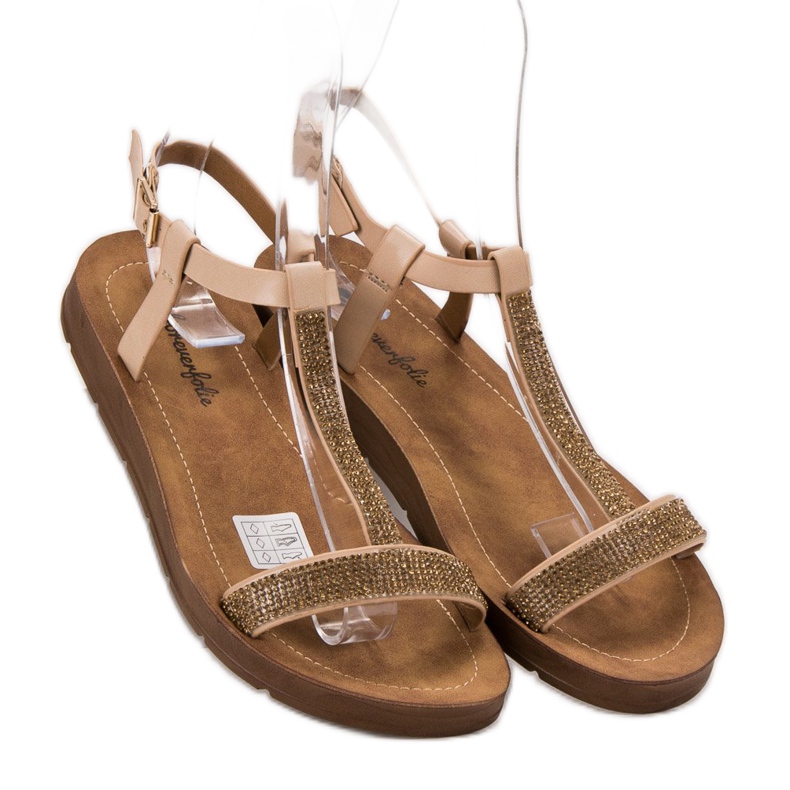 Forever Folie Sandálias com Zircônia Cúbica castanho 1