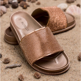 Bestelle Chinelos de borracha com zircônia cúbica amarelo 2