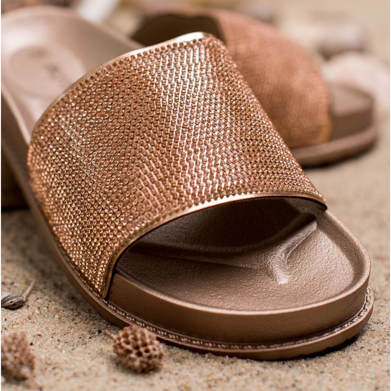 Bestelle Chinelos de borracha com zircônia cúbica amarelo 1