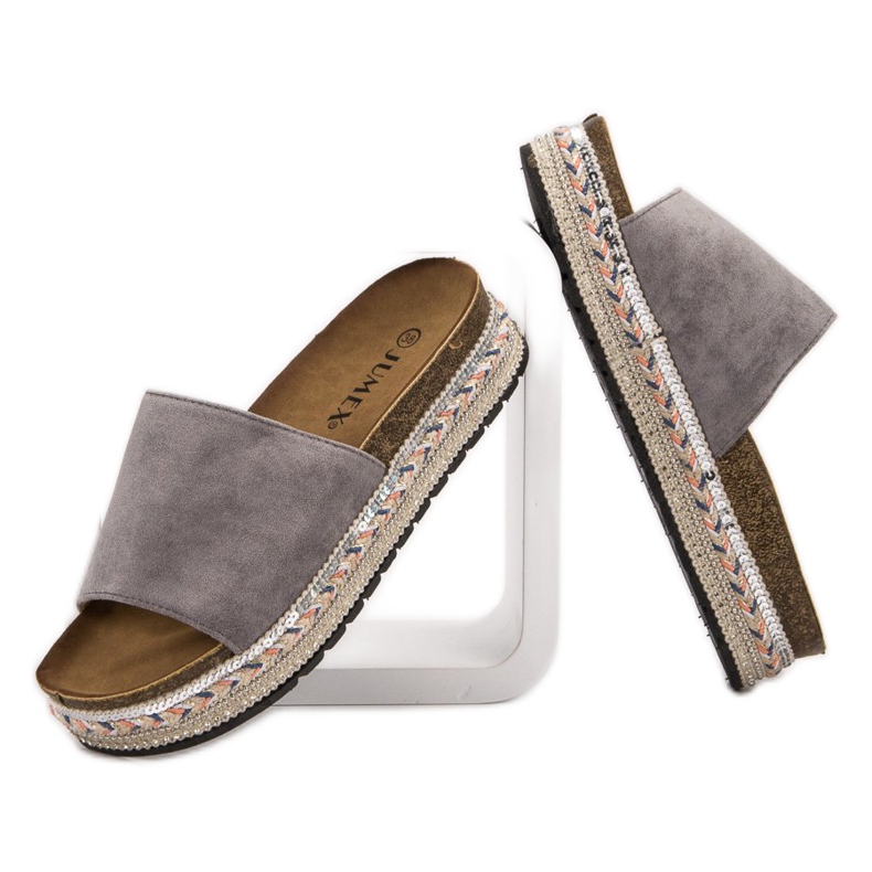 Jumex Chinelos Decorados Na Plataforma cinza 1