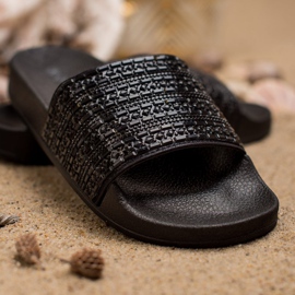 Queen Vivi Chinelos com cristais preto 1