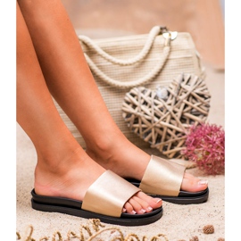 Clowse Chinelos femininos dourados 1