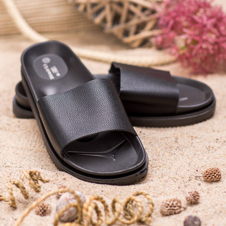 Clowse Chinelos femininos negros preto 2