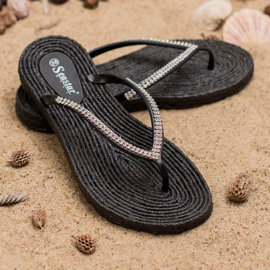 Seastar Chinelos com zircônia cúbica preto 1