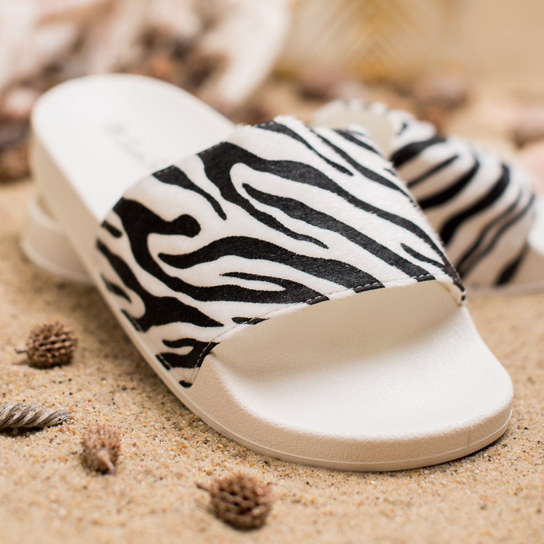 SHELOVET Chinelos esportivos de camurça branco preto 2