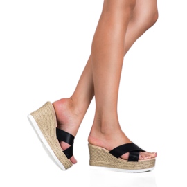 Bello Star Sandálias de cunha preto 2