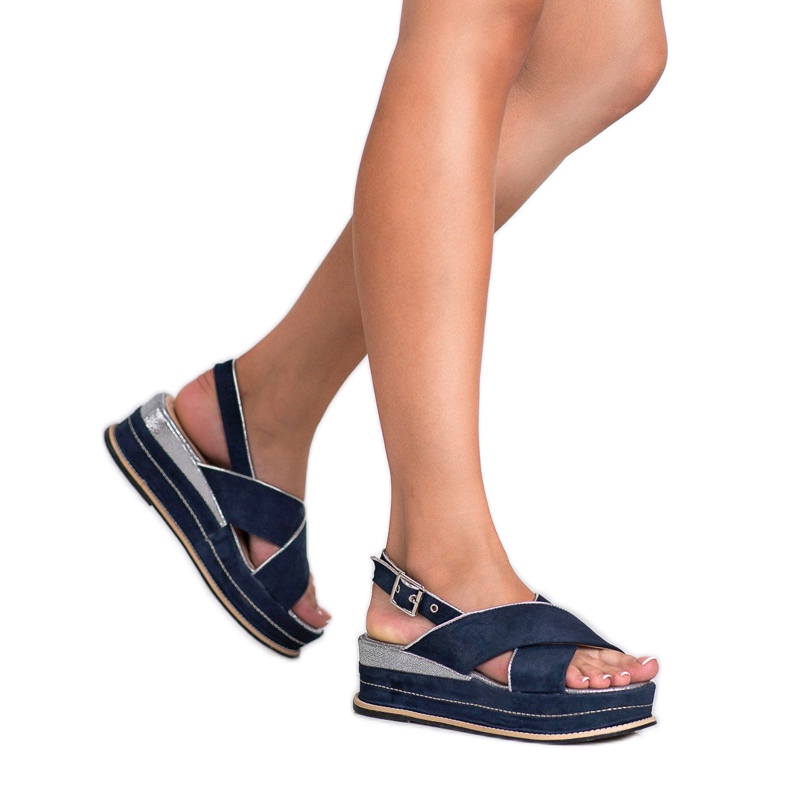 Lily Shoes Sandálias de fivela azul 1