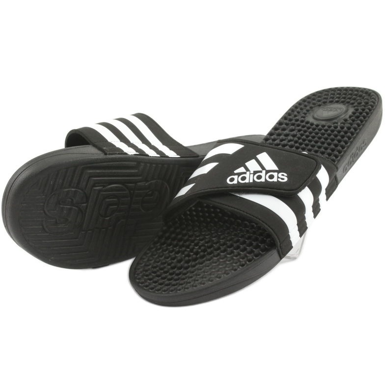 Chinelos de velcro Adidas Adissage M F35580 branco preto 3