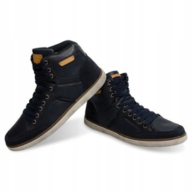 Tênis alto couro natural XF117 azul marinho 1