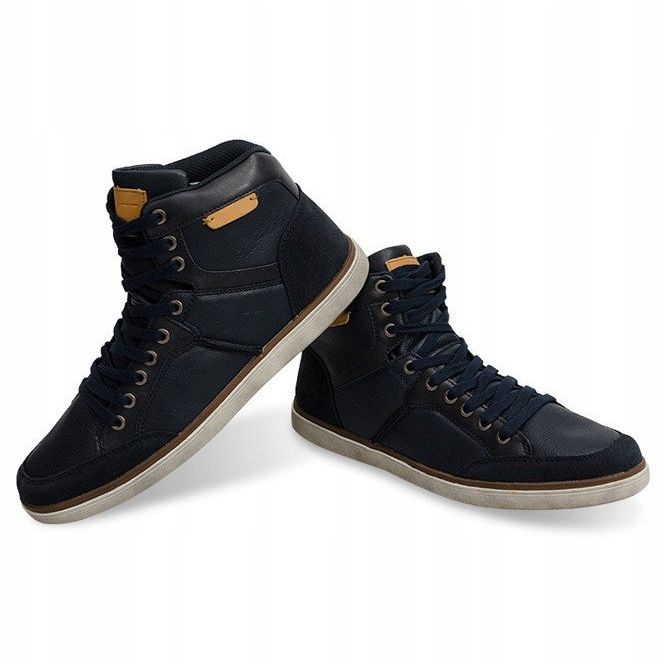 Tênis alto couro natural XF117 azul marinho azul-marinho 1