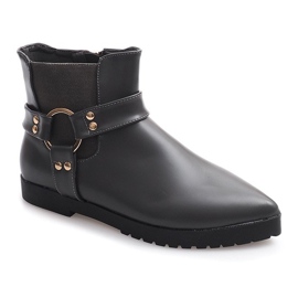 Botas quentes elegantes com fivela cinza HW14 2