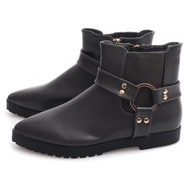 Botas quentes elegantes com fivela cinza HW14 1