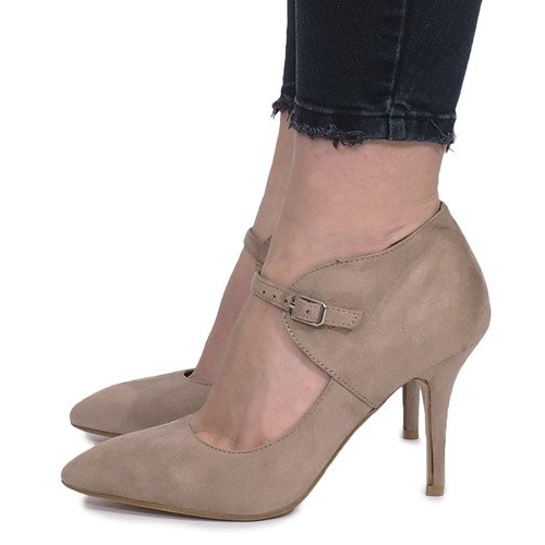 Botas cáqui com salto Thérèse bege 1