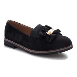 Sapatos deslizantes pretos com um laço Pearl Inside 1