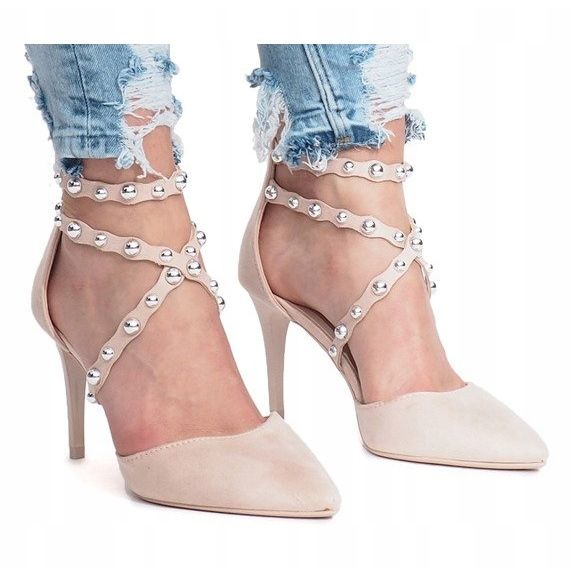 Sandálias bege de salto alto B-50 1