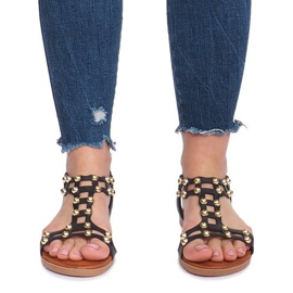 Sandálias rasteiras pretas de verão preto 1