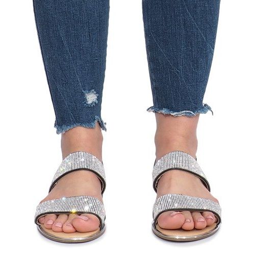 Sandálias rasteiras pretas com diamantes Indulge preto 1